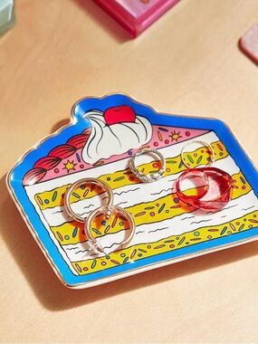 ban.do Slice of Cake Trinket Dish - Blue, Pink, Yellow, Red, White